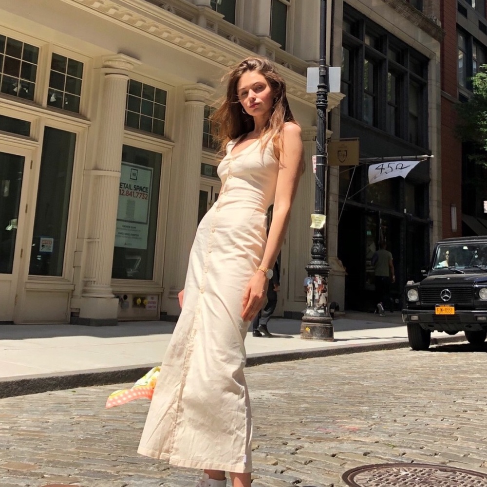 Hemp maxi dress in ivory